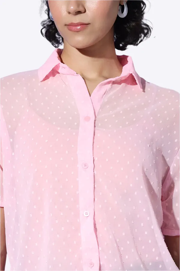 Mesh Sweet Pink Button Shirt