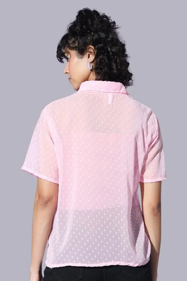 Mesh Sweet Pink Button Shirt