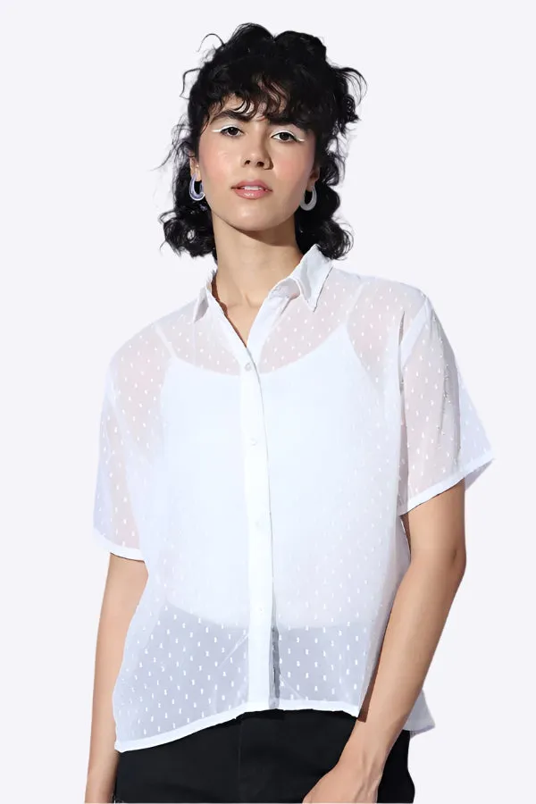 Mesh Sweet Pink Button Shirt