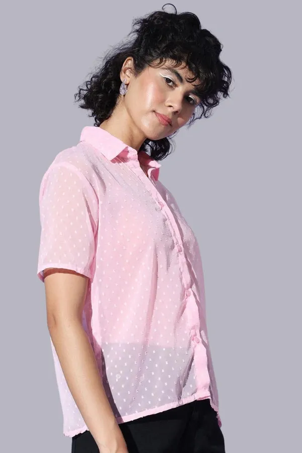 Mesh Sweet Pink Button Shirt