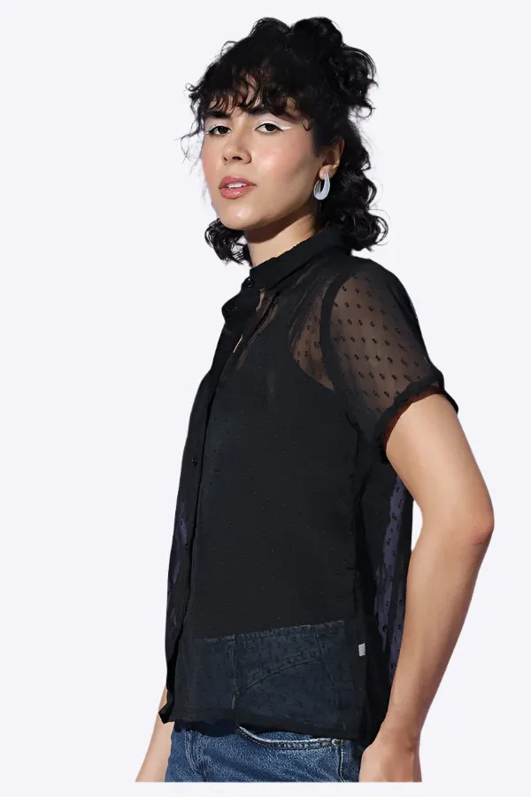 Mesh Sweet Pink Button Shirt