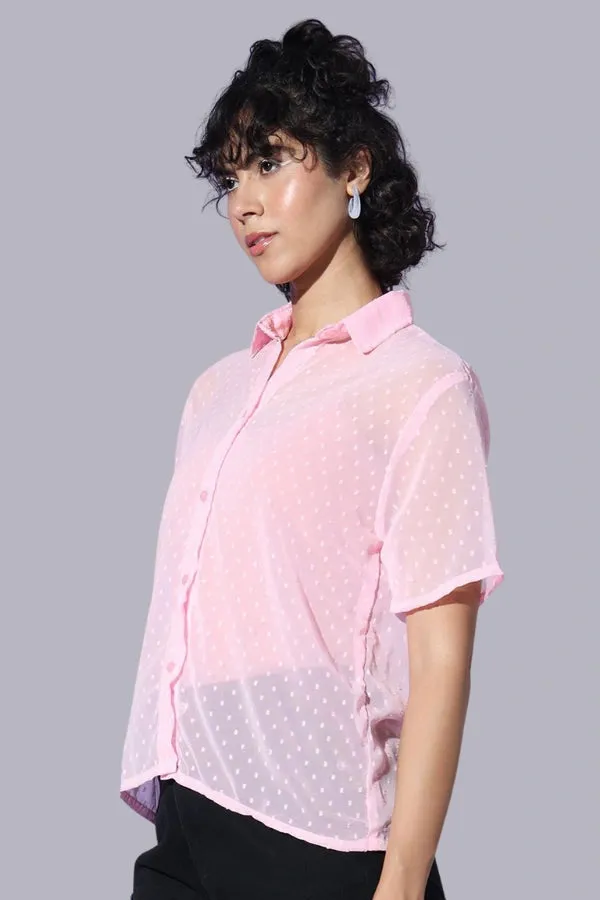 Mesh Sweet Pink Button Shirt