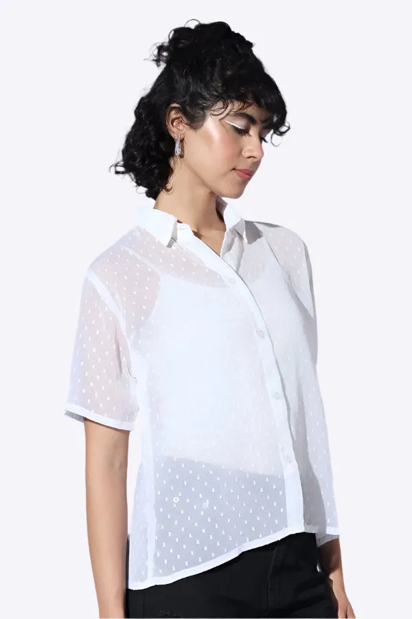 Mesh Sweet Pink Button Shirt