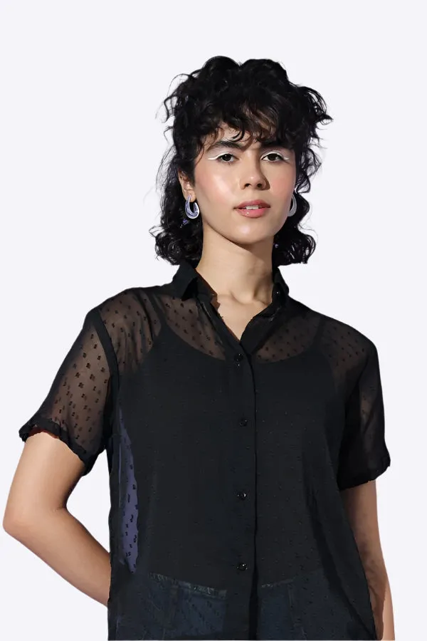 Mesh Sweet Pink Button Shirt