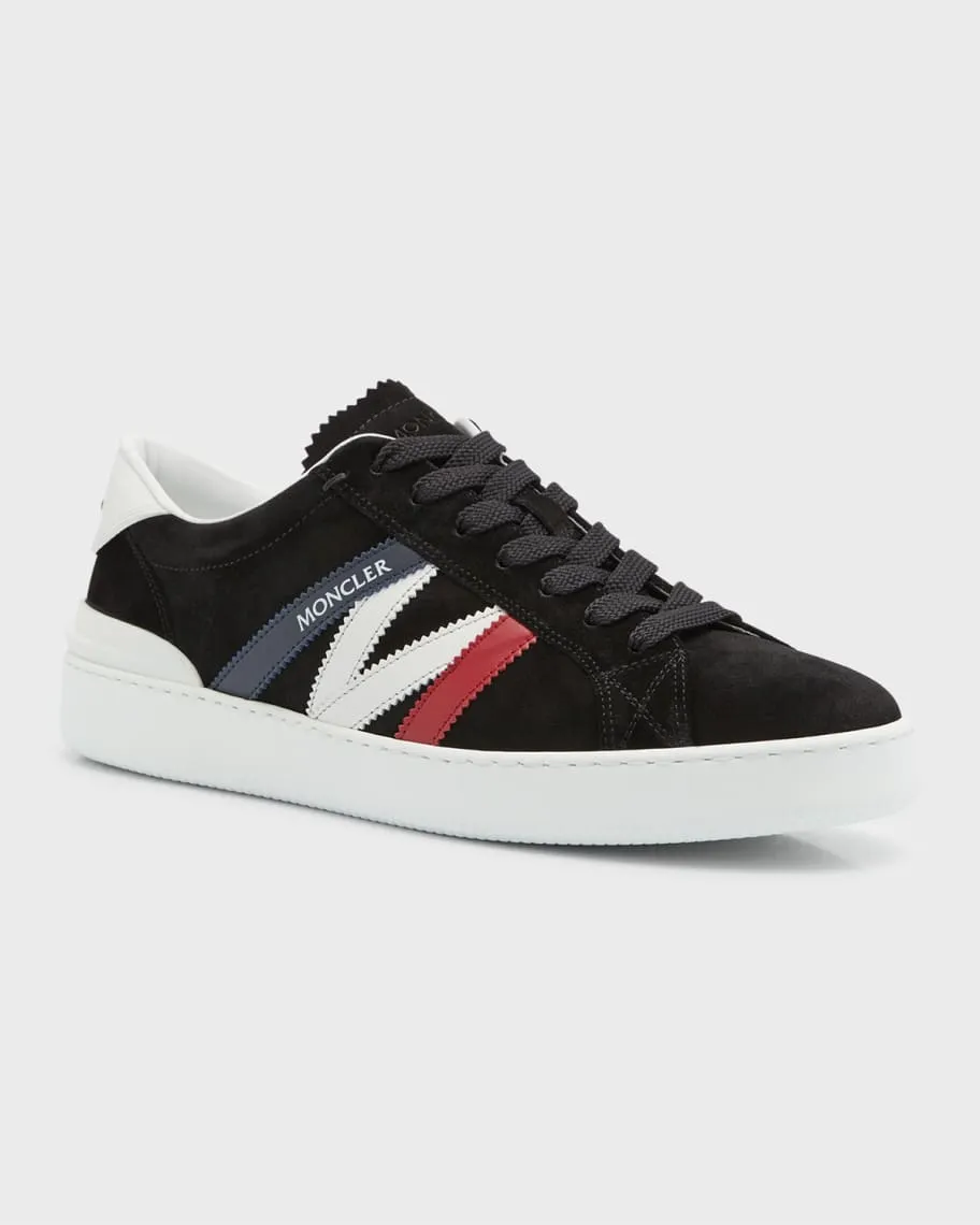 Monaco M Moncler Men's Leather Low Top Sneakers