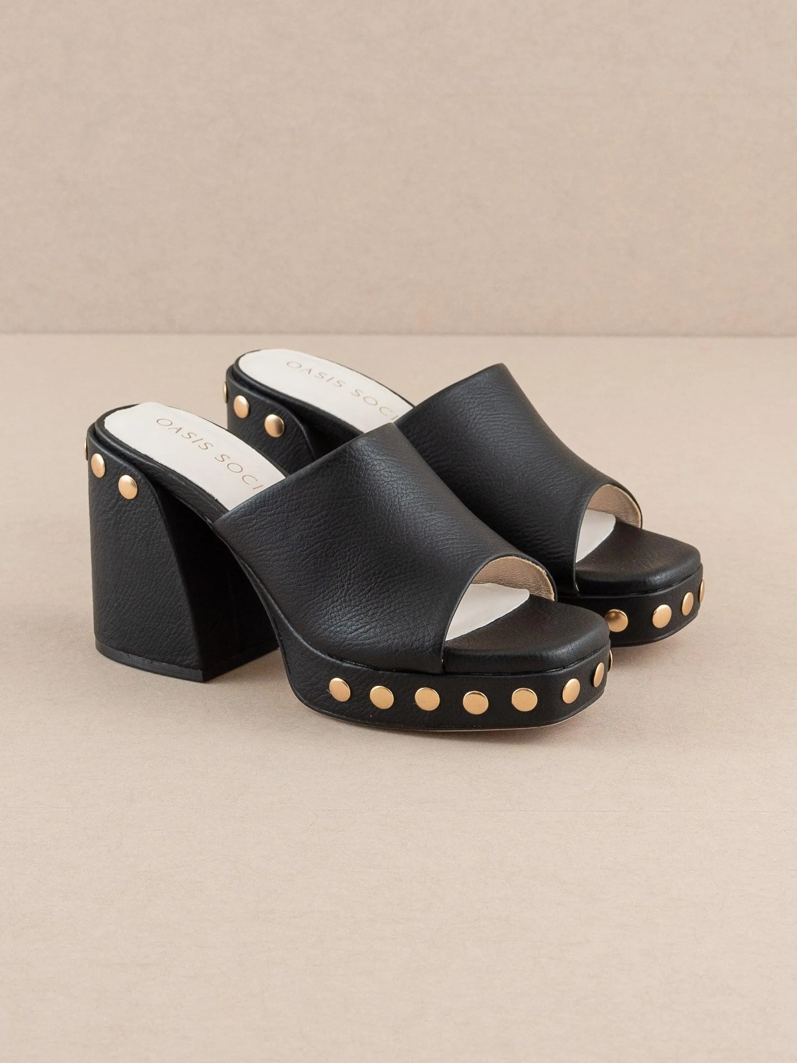 Ooasis Society The Leona | Black Studded Platform Heel