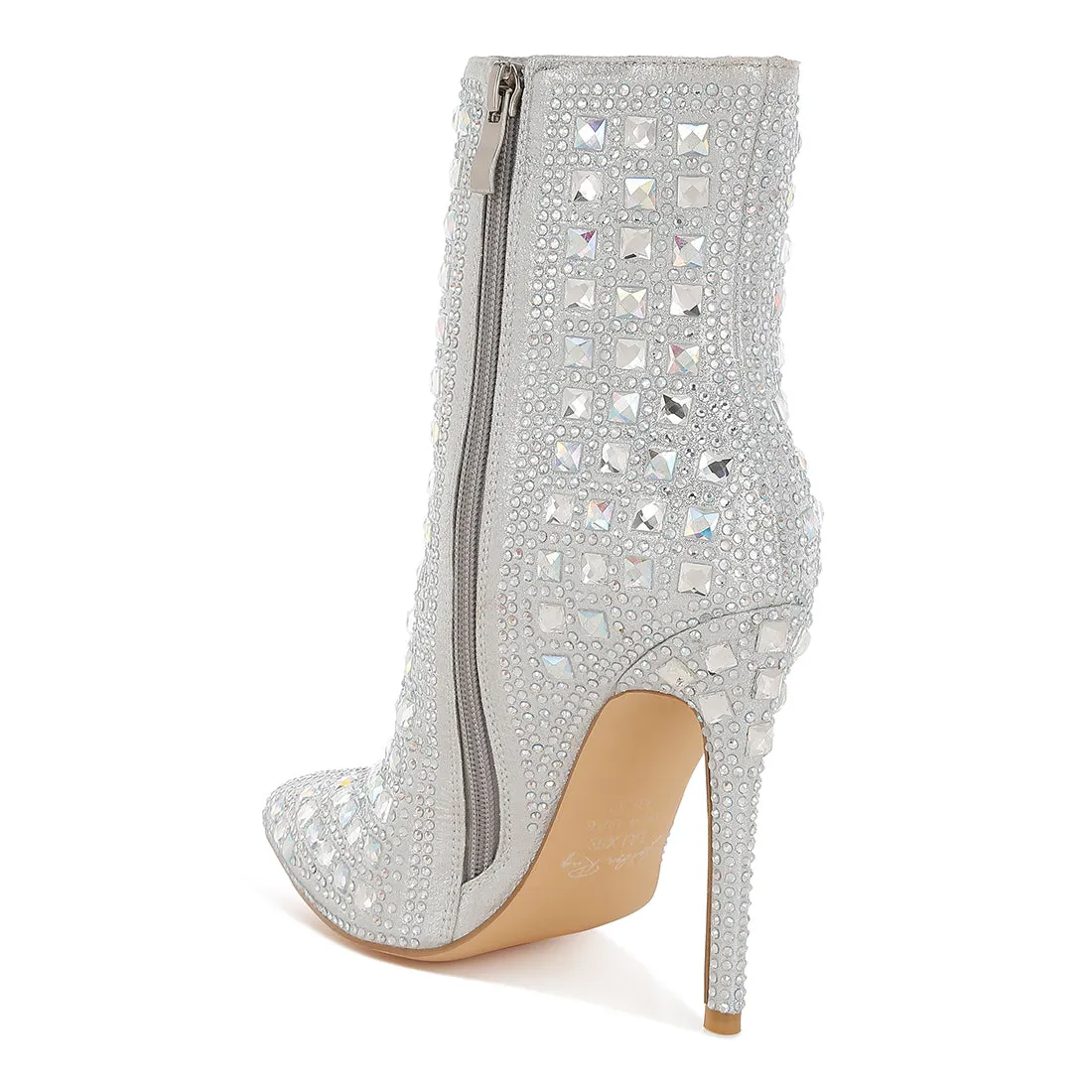 Pointed Toe Rhinestones Stiletto Boots