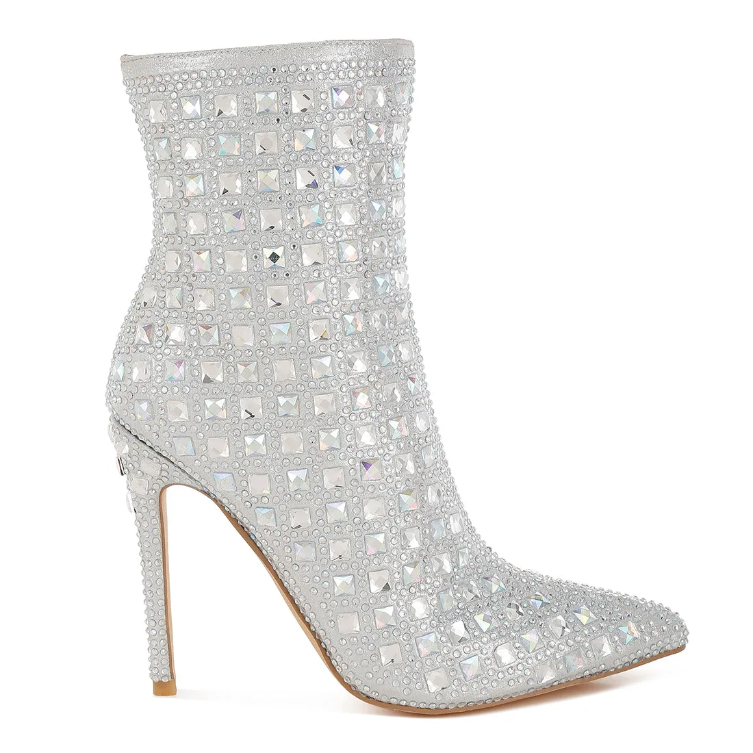 Pointed Toe Rhinestones Stiletto Boots