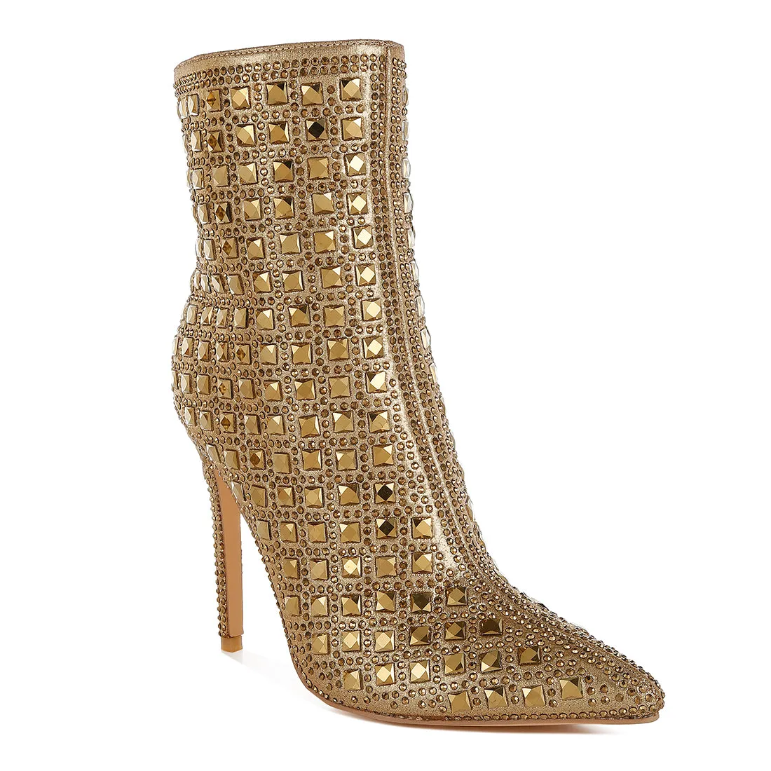 Pointed Toe Rhinestones Stiletto Boots