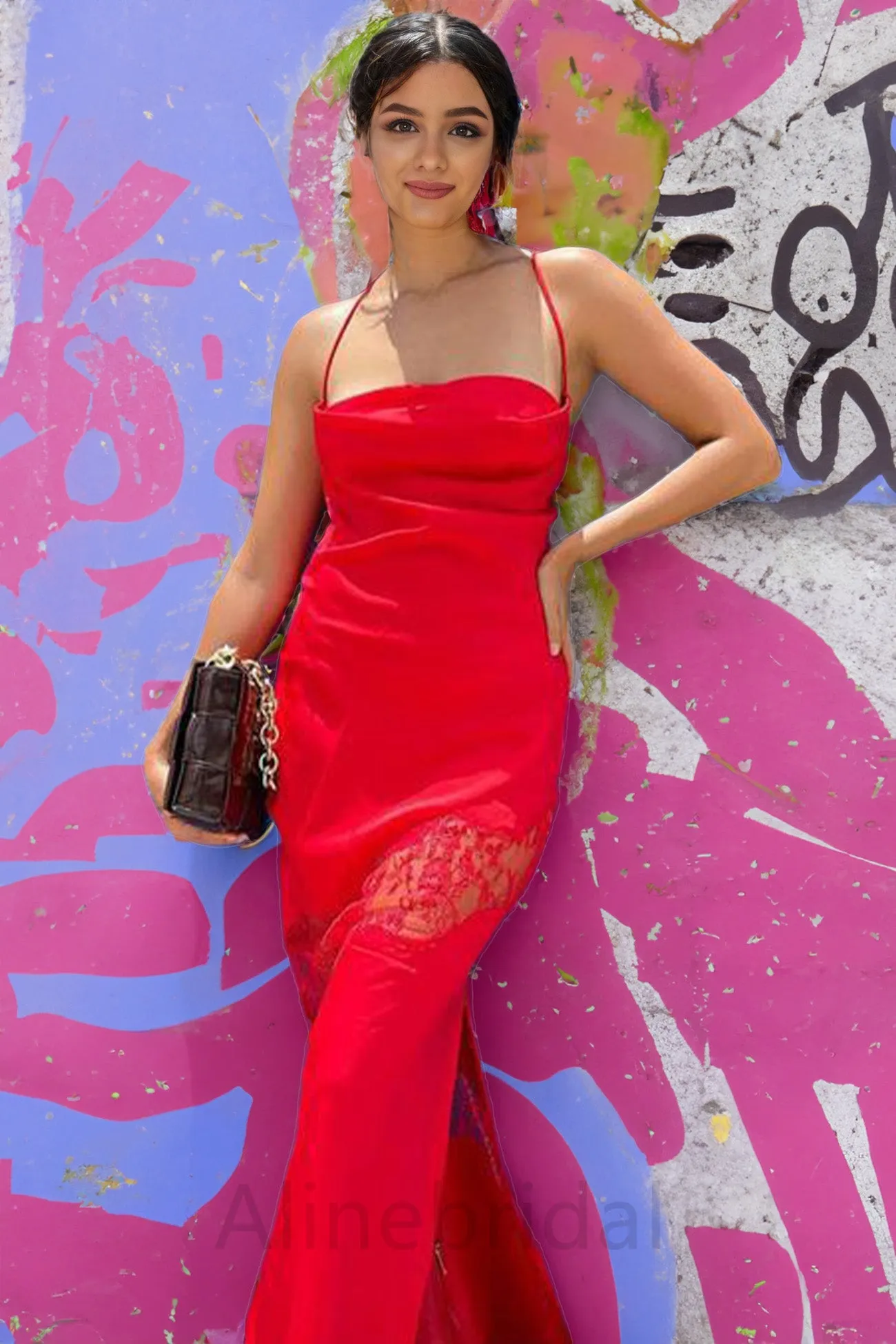 Sexy Spaghetti Straps Sleeveless Mermaid Floor Length Prom Dress, PD3684
