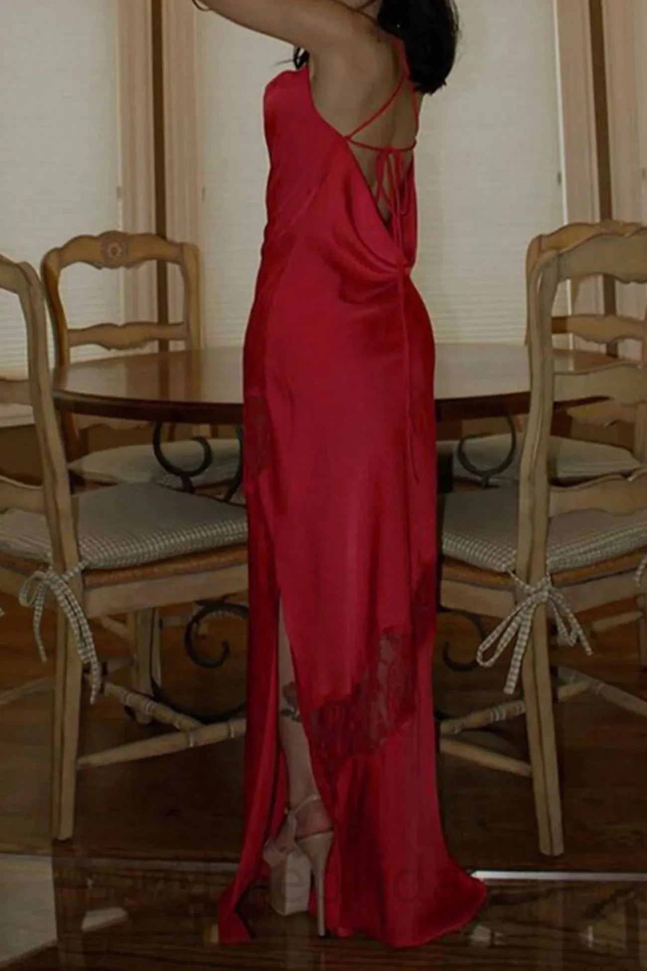 Sexy Spaghetti Straps Sleeveless Mermaid Floor Length Prom Dress, PD3684