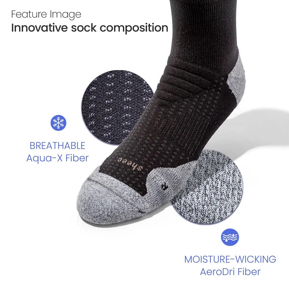 Sheec | Youth Comfits Compression Aqua-X Aerodri Quarter Crew & No Show Blister Tab Socks Bundle Pack 4 Pairs   Drawstring Bag