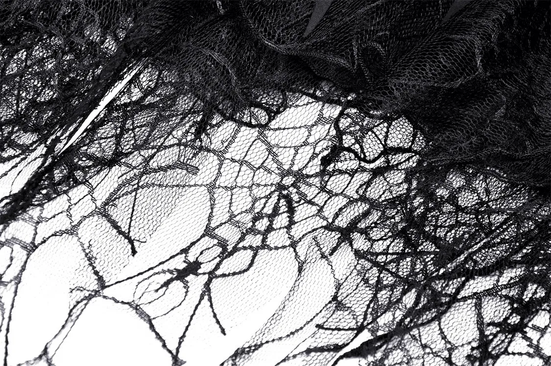 Spiderweb Lace Mini Skirt with Punk-inspired Belt Detail