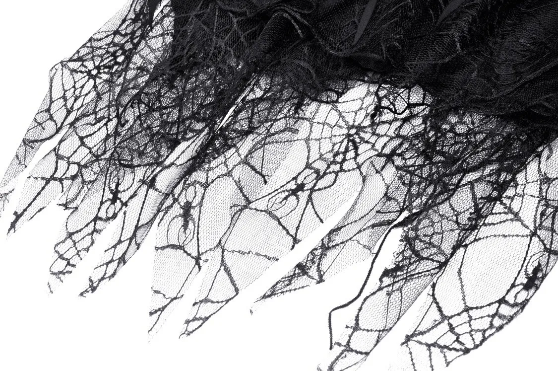 Spiderweb Lace Mini Skirt with Punk-inspired Belt Detail