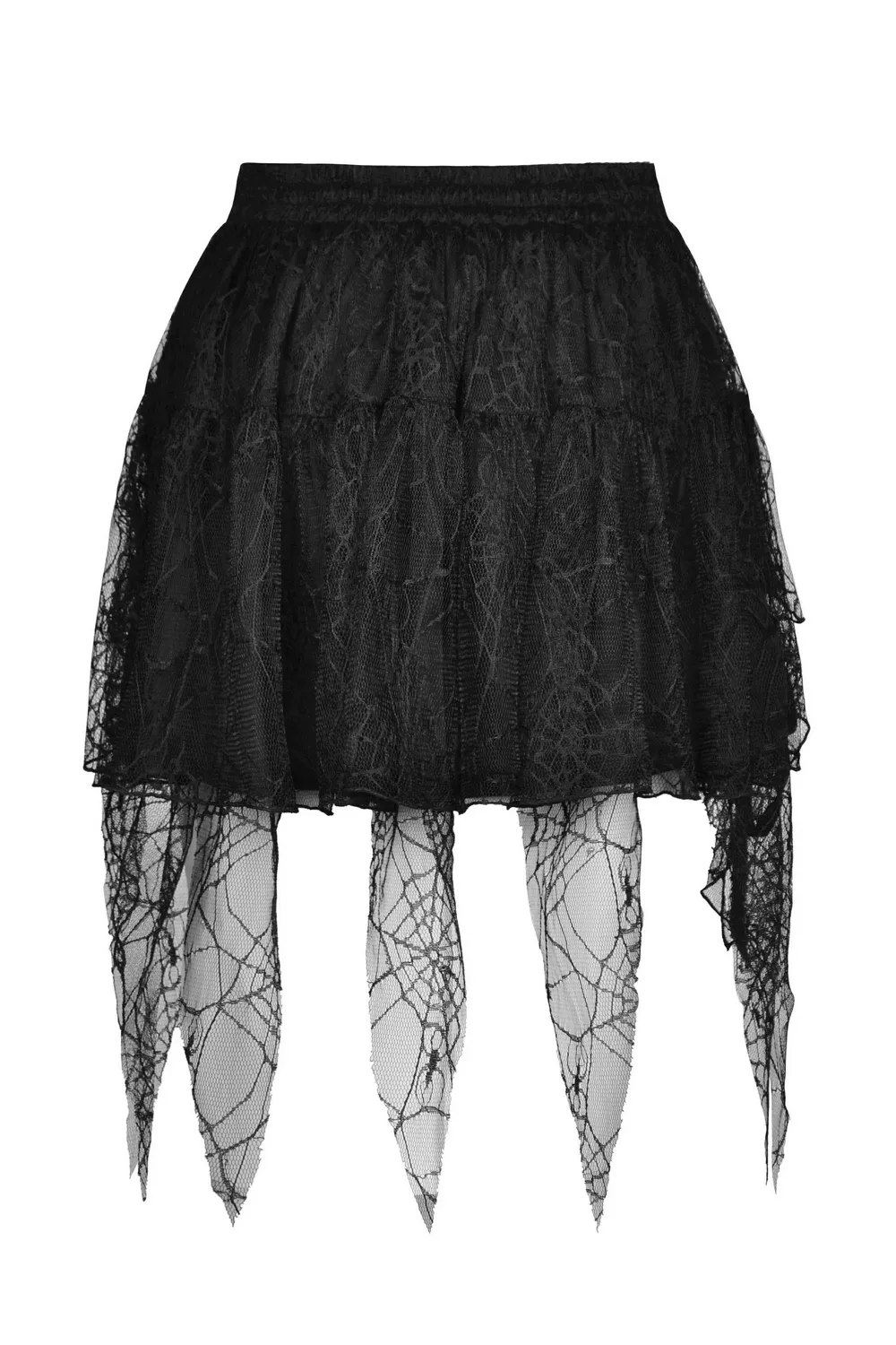 Spiderweb Lace Mini Skirt with Punk-inspired Belt Detail