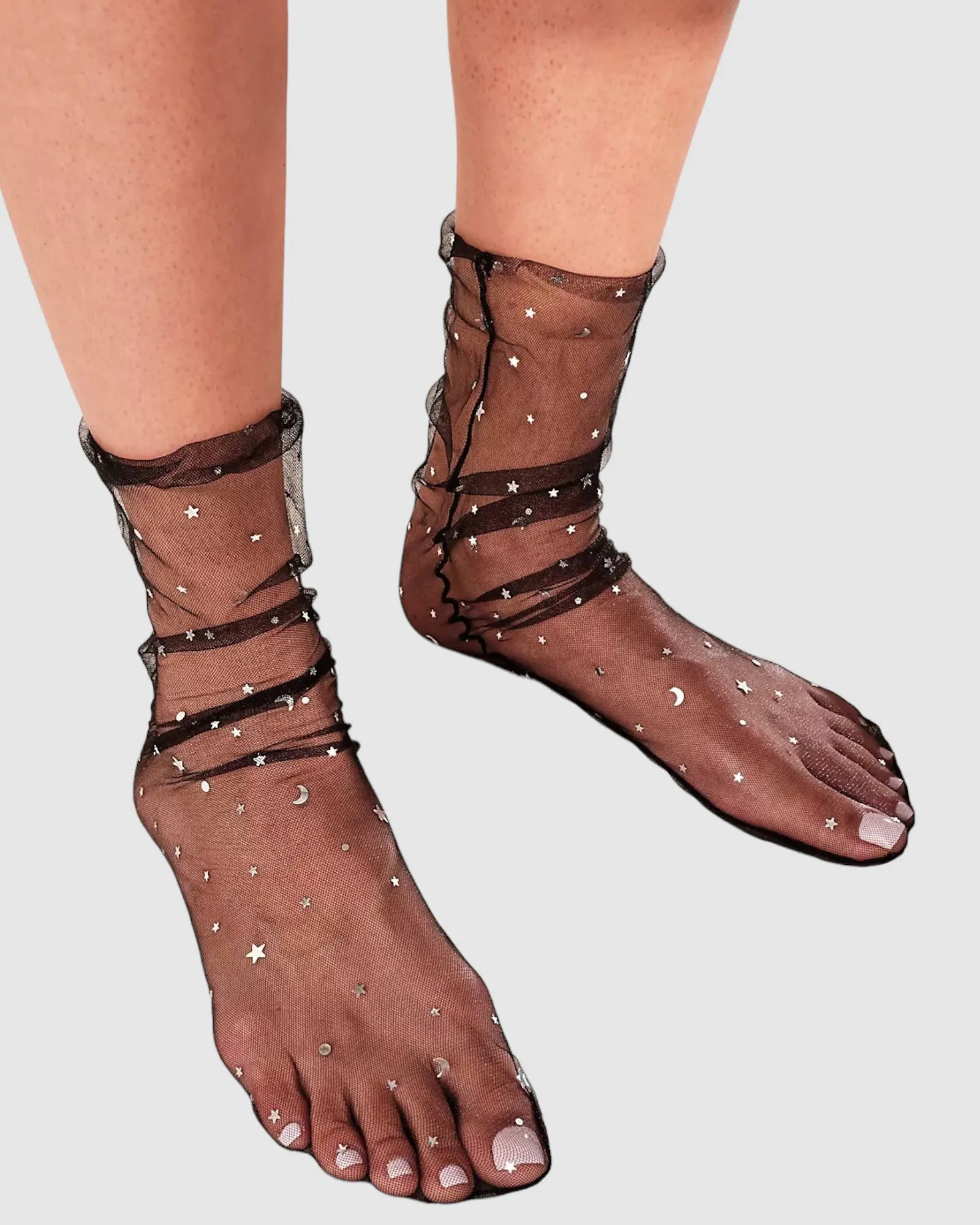 Starry Sky Tulle Socks - Black