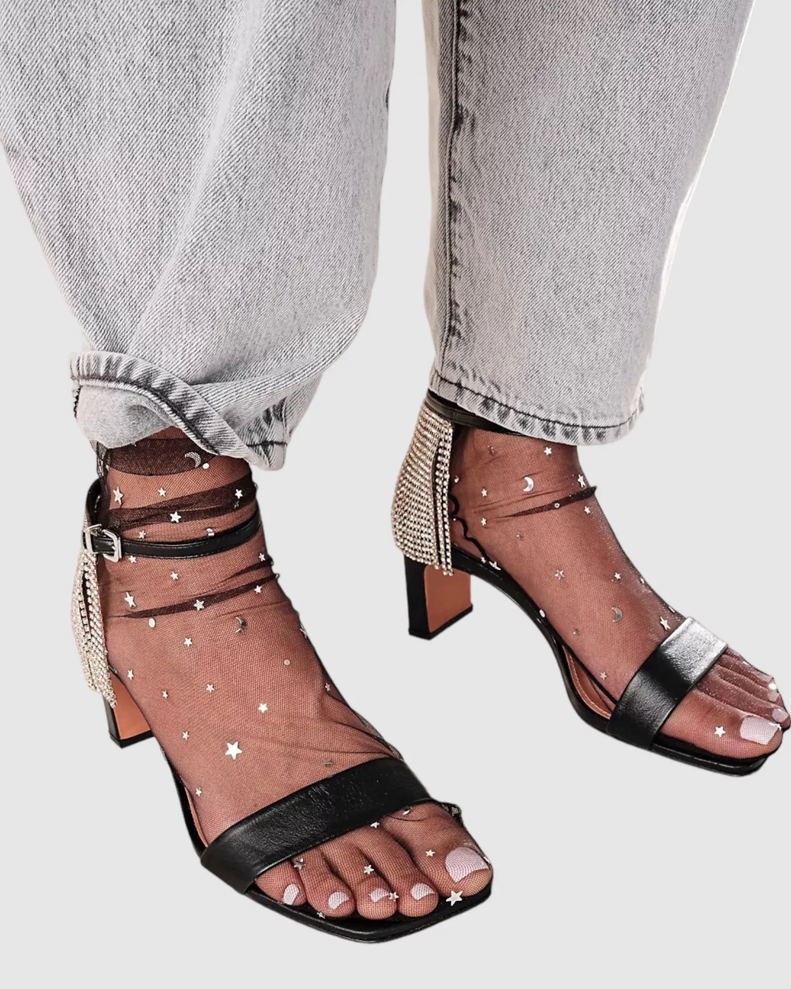 Starry Sky Tulle Socks - Black