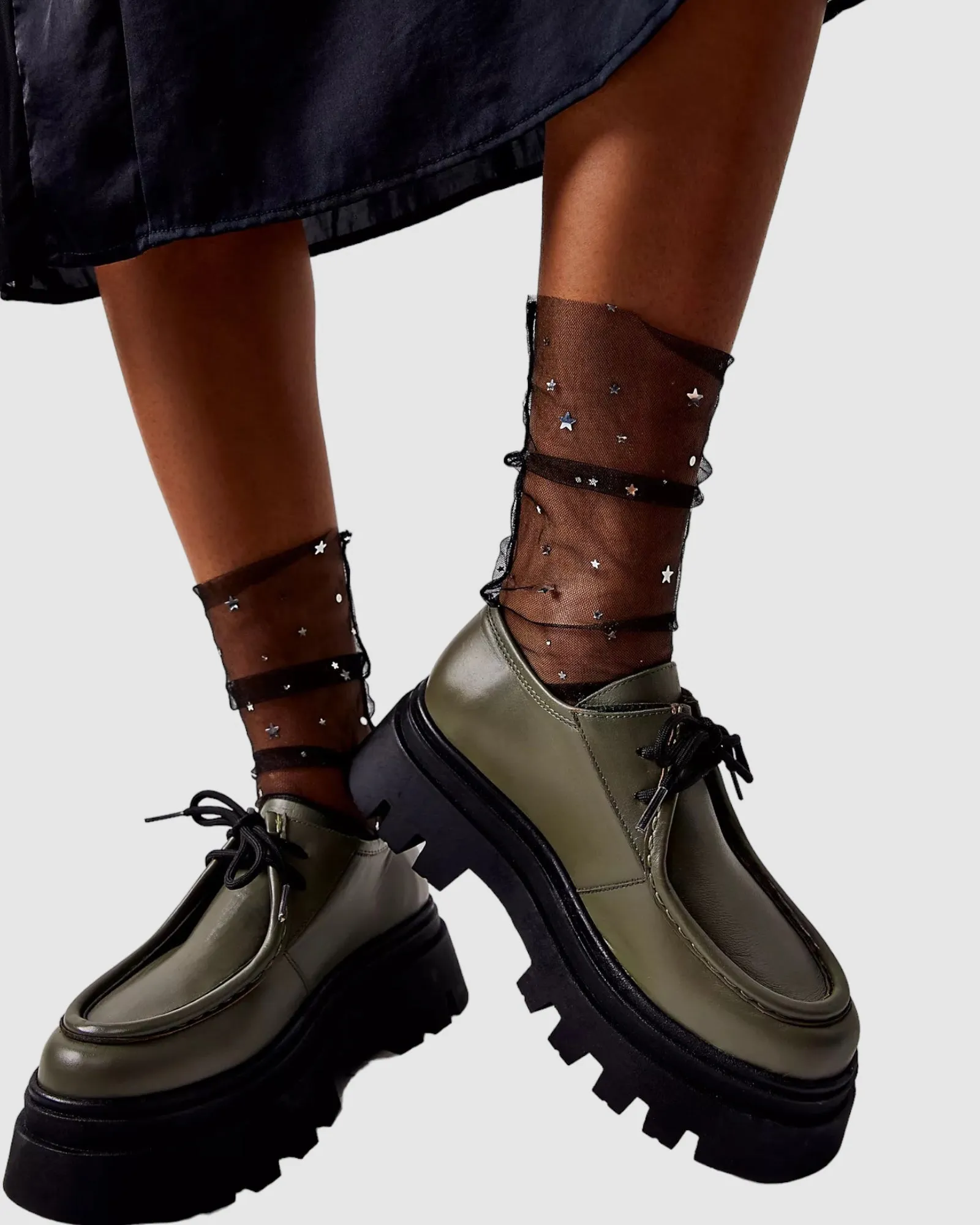 Starry Sky Tulle Socks - Black
