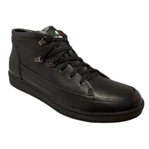 Travel Fox Cancun Men's Black Nappa Leather Mid Top Sneakers 916103 101