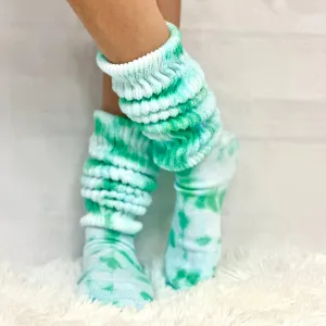 ULTIMATE cotton slouch socks women - Tie dye green