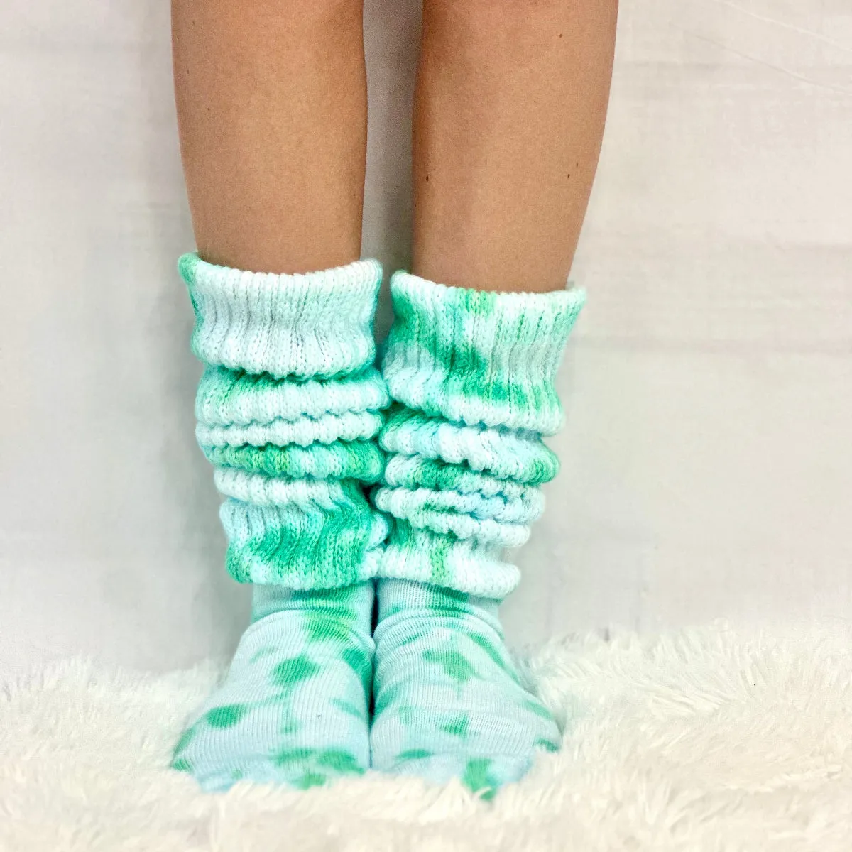 ULTIMATE cotton slouch socks women - Tie dye green