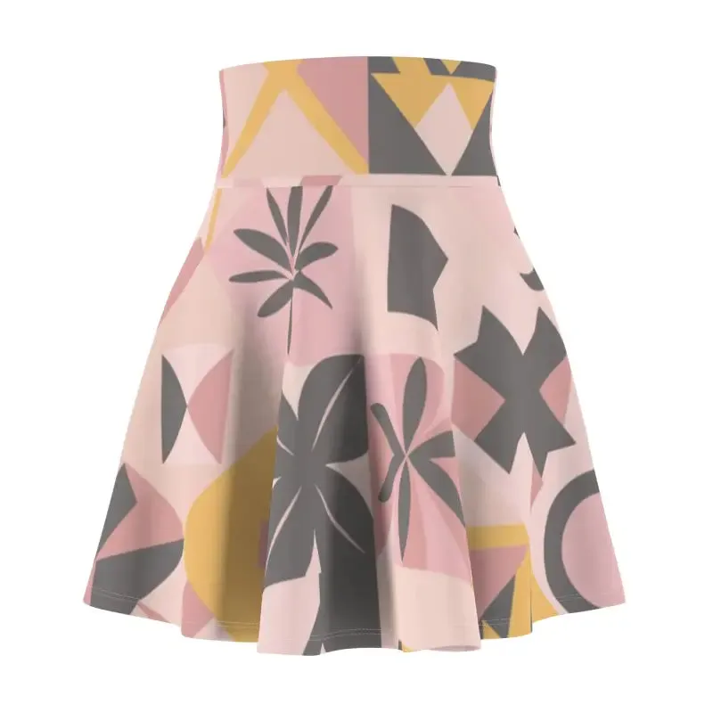 Vibrant Pastel Colors Geometric Skater Skirt