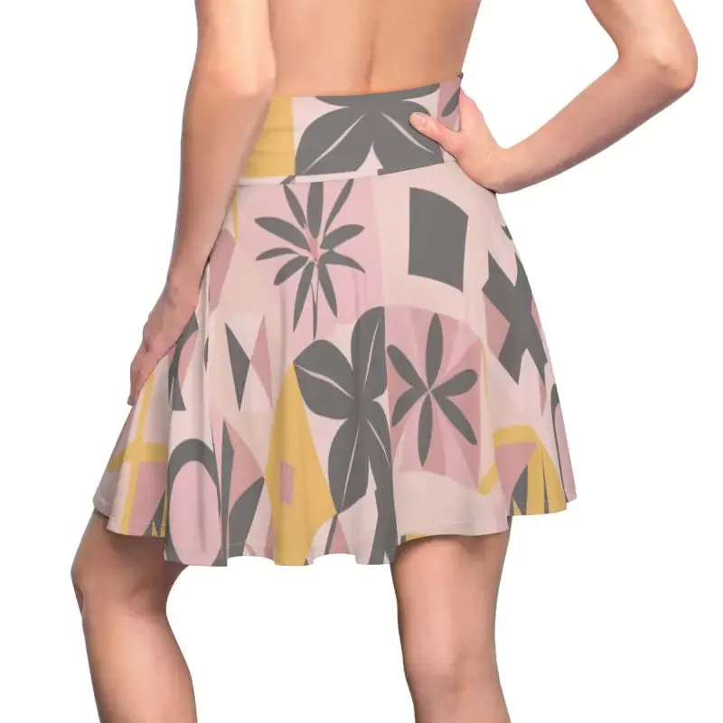 Vibrant Pastel Colors Geometric Skater Skirt
