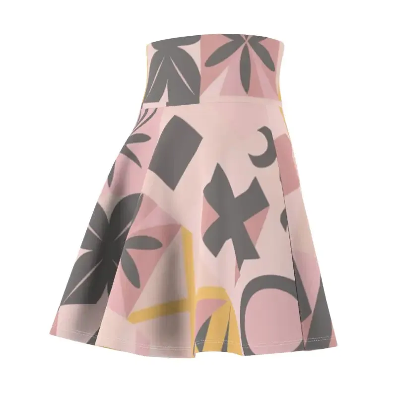 Vibrant Pastel Colors Geometric Skater Skirt