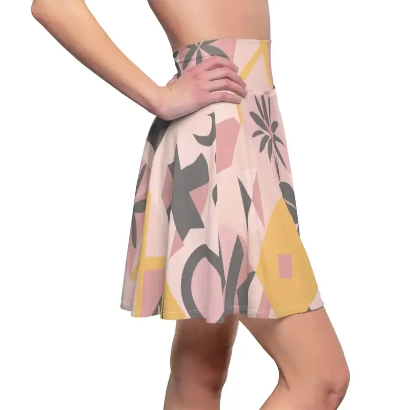 Vibrant Pastel Colors Geometric Skater Skirt