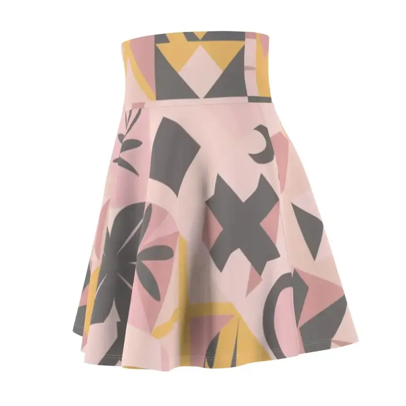 Vibrant Pastel Colors Geometric Skater Skirt